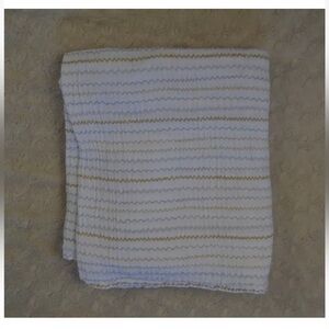 Falls Creek Baby Stripes Swaddle Blanket White Gray Tan Wavy Lines